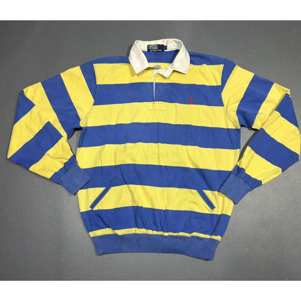 Vintage 80s 90s Polo Ralph Lauren Rare Heavyweight Rugby Sweatshirt Pocket L